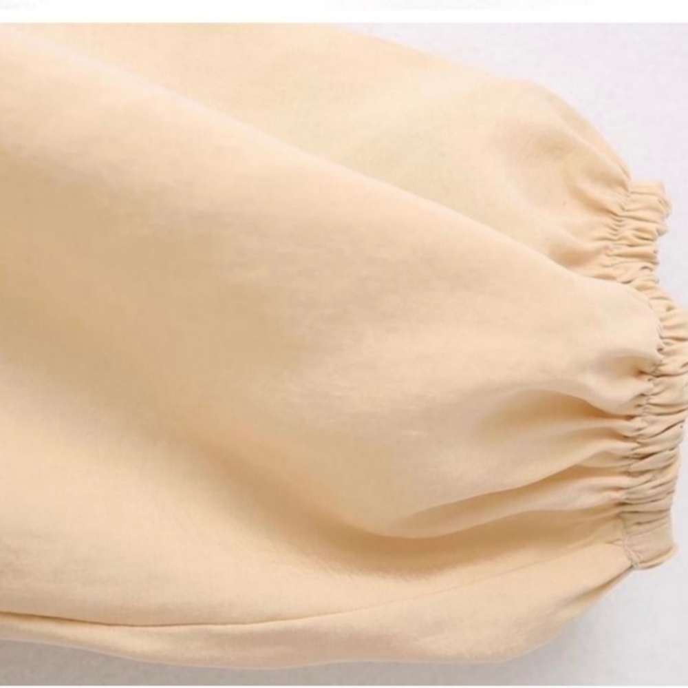 NWT 𝅺ZARA Vanilla Tan Flow Cropped Drawstring Jacket Sz XXL XL - Picture 7 of 13